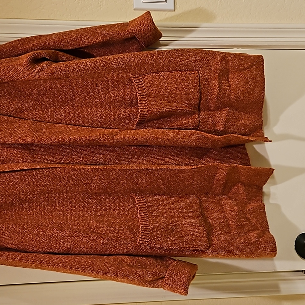 Chic Soul/Zenana NWOT Rust colored hooded Cardigan Size 1x - Picture 3 of 9